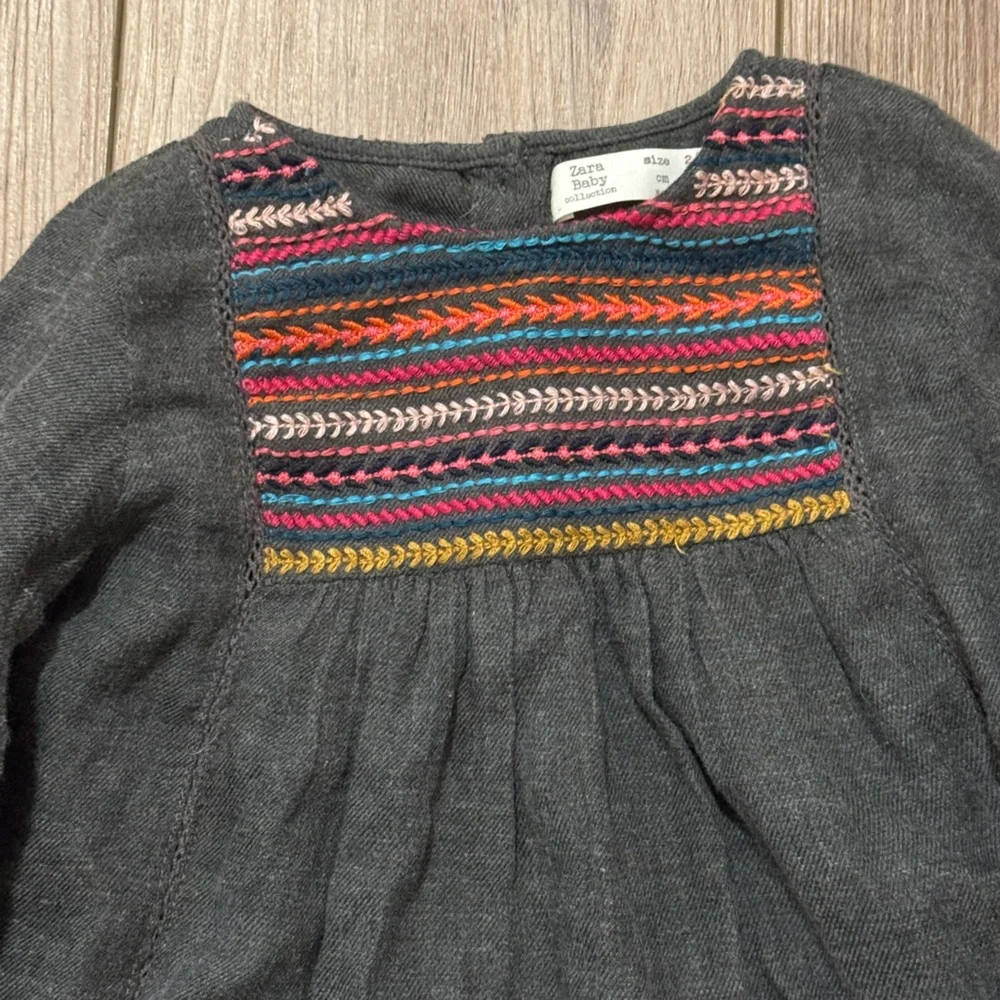 Zara Baby Embroidered Charcoal Top